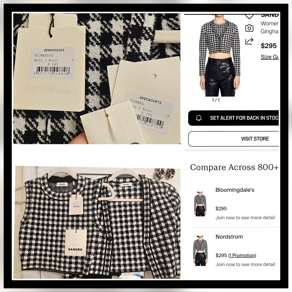 Sandro Women's Black and White Checkered Blazer